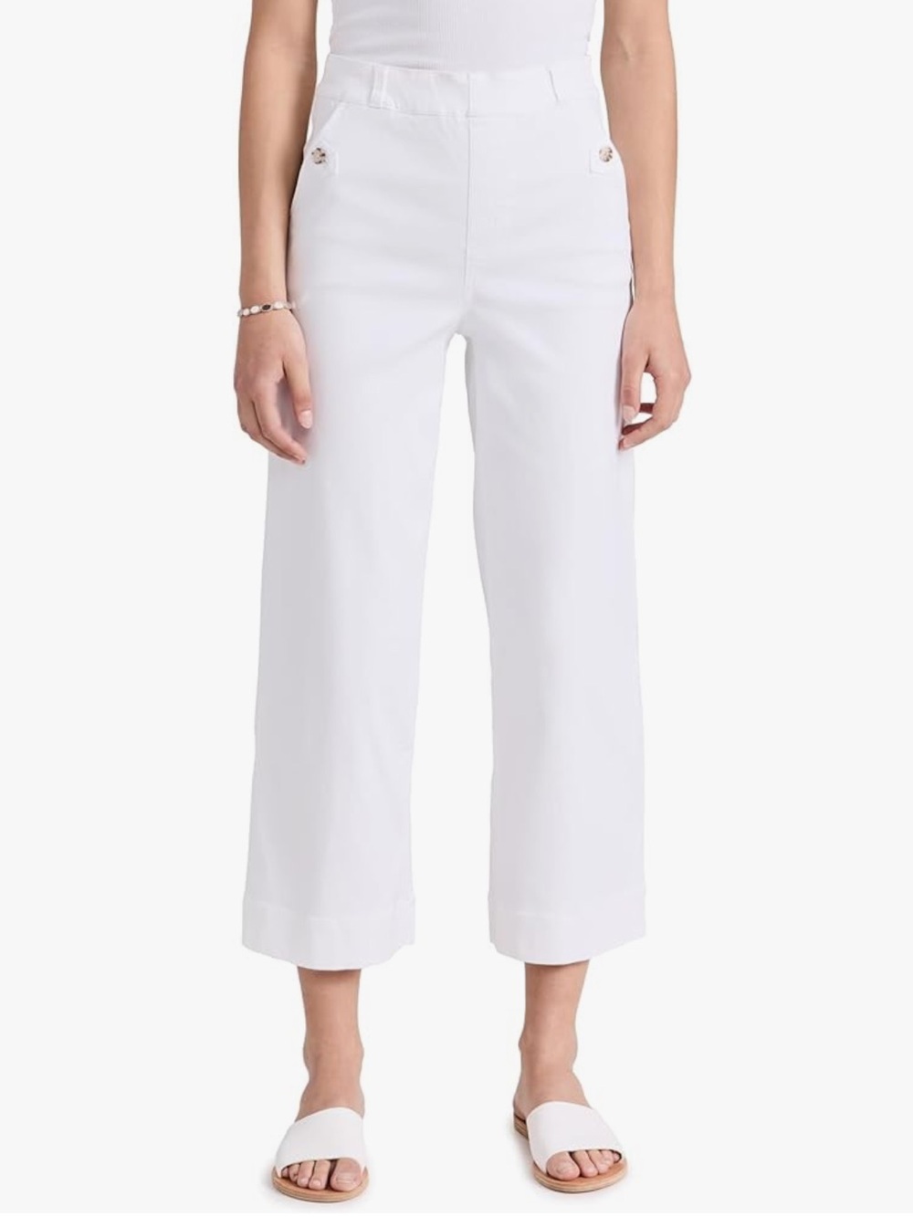 Spanx Stretch White Twill Cropped Wide Leg Pants size XL